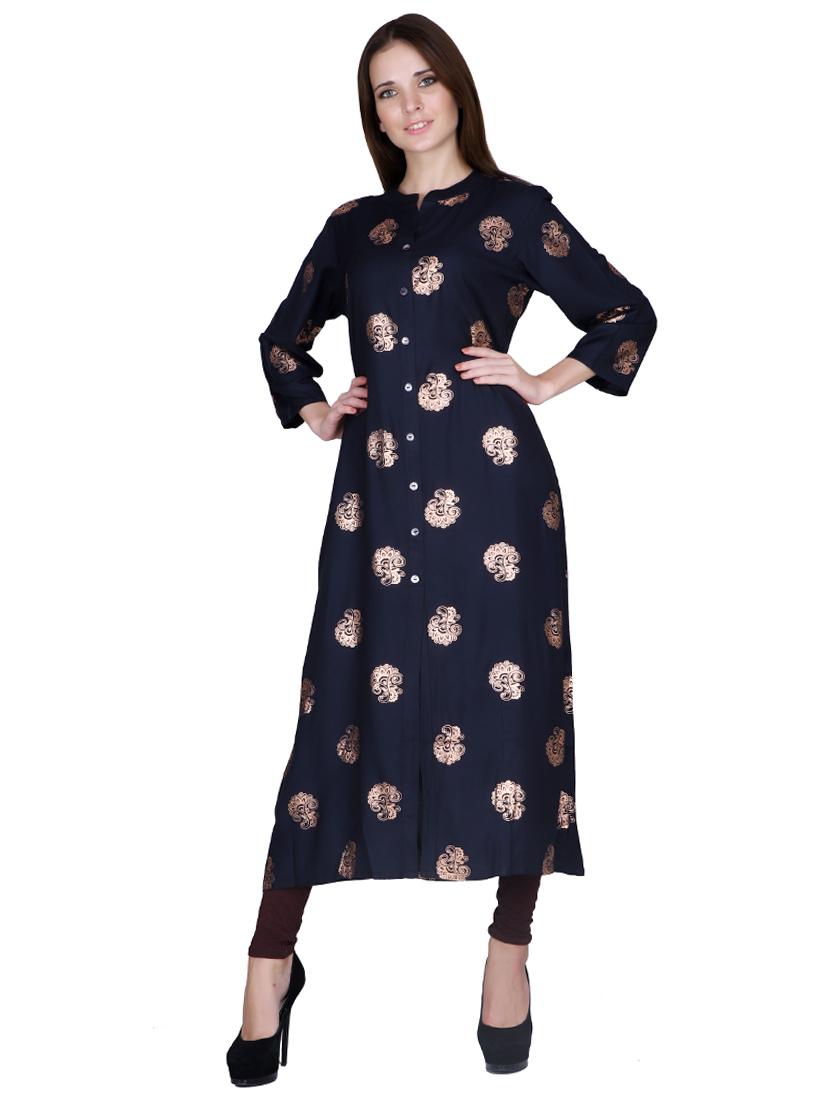 foil print a-line kurta - 17129970 - Zoom Image - 2