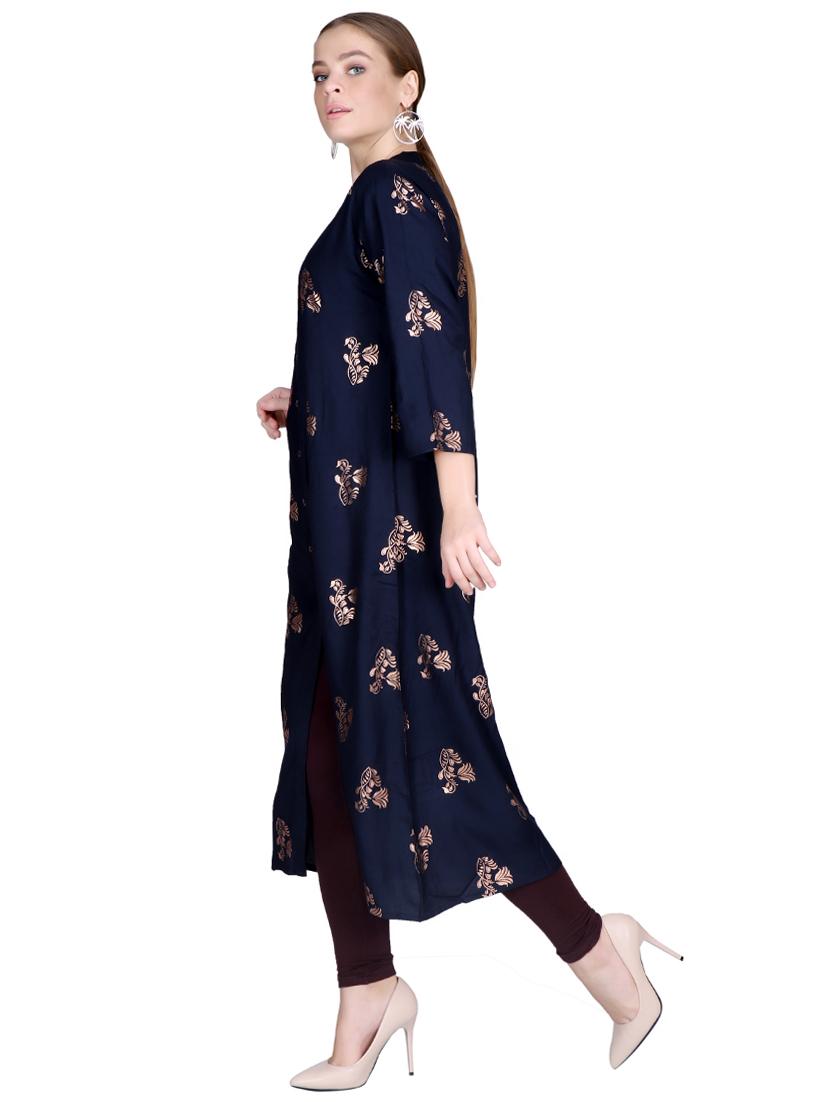 foil print a-line kurta - 17129976 - Zoom Image - 2