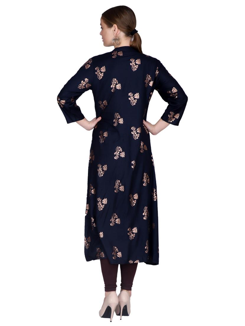 foil print a-line kurta - 17129976 - Zoom Image - 3