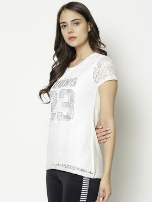 round neck embellished tee - 17130318 - Standard Image - 2
