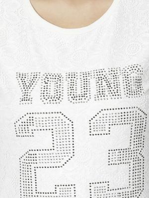 round neck embellished tee - 17130318 - Standard Image - 5