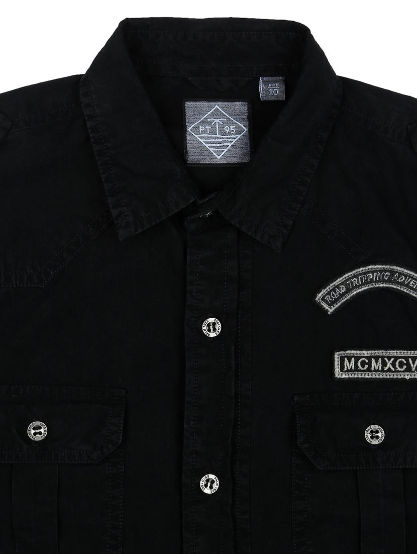 black cotton shirt - 17130528 - Zoom Image - 3
