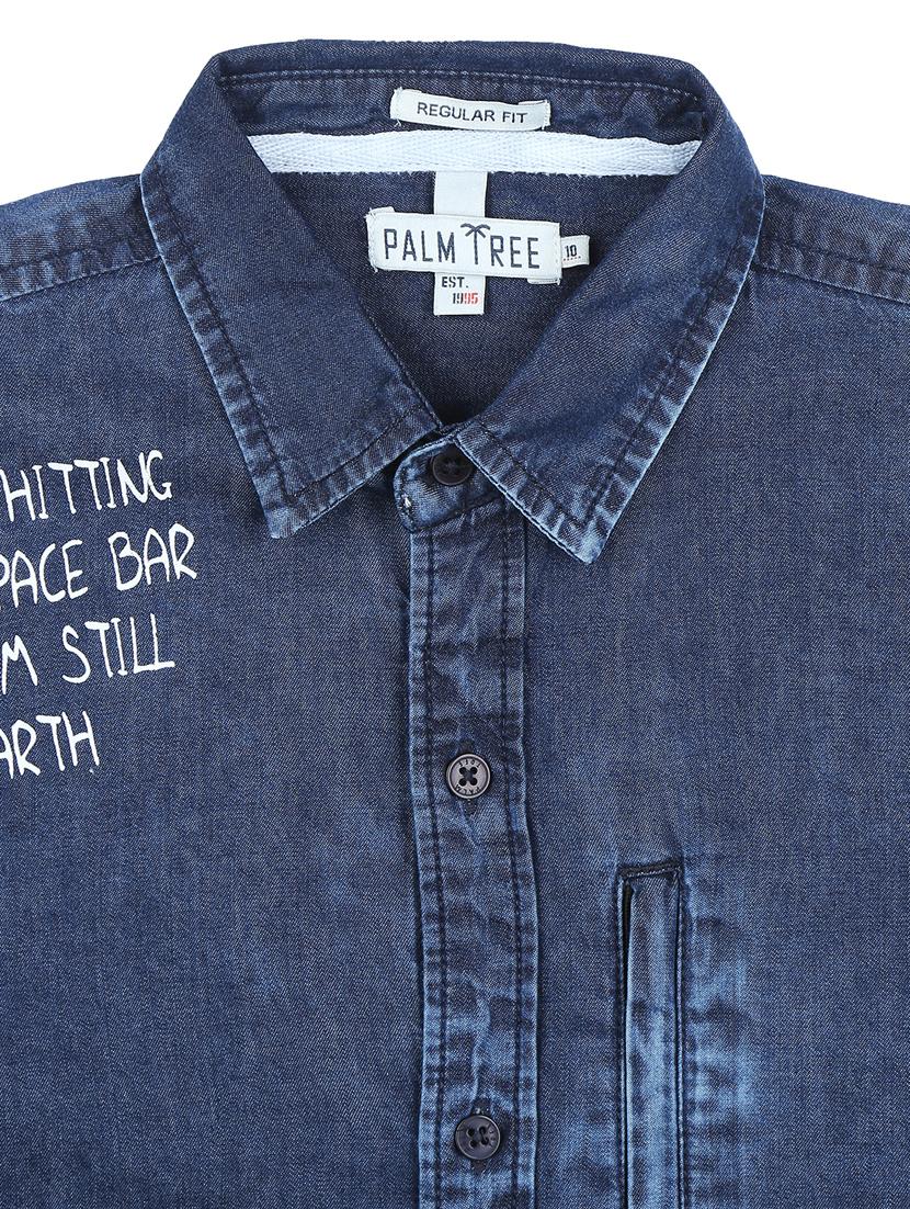 dark blue cotton shirt - 17130531 - Zoom Image - 3
