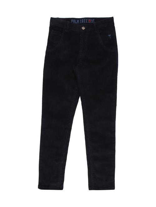 dark blue cotton blend casual trouser - 17130630 - Standard Image - 1