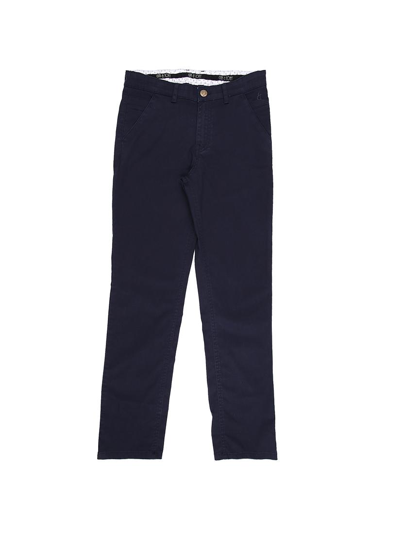navy blue cotton blend casual trouser - 17130643 - Zoom Image - 1