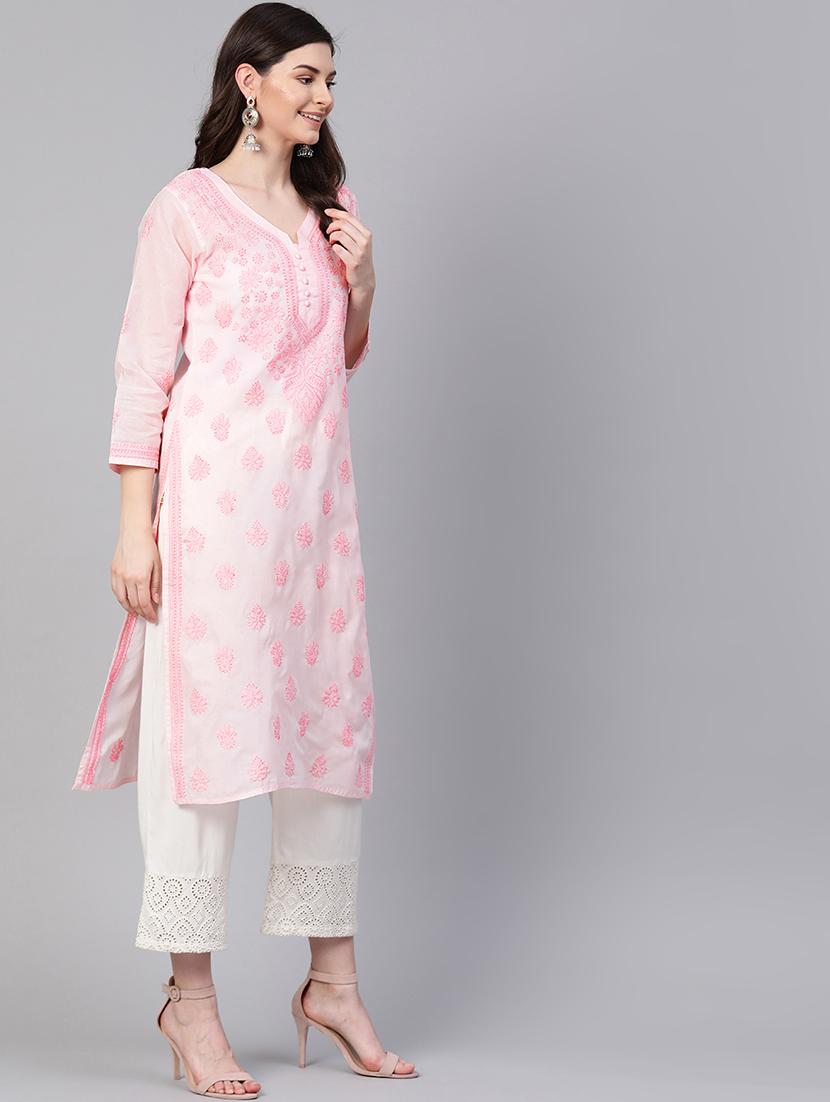 chikankari straight kurta - 17131351 - Zoom Image - 2