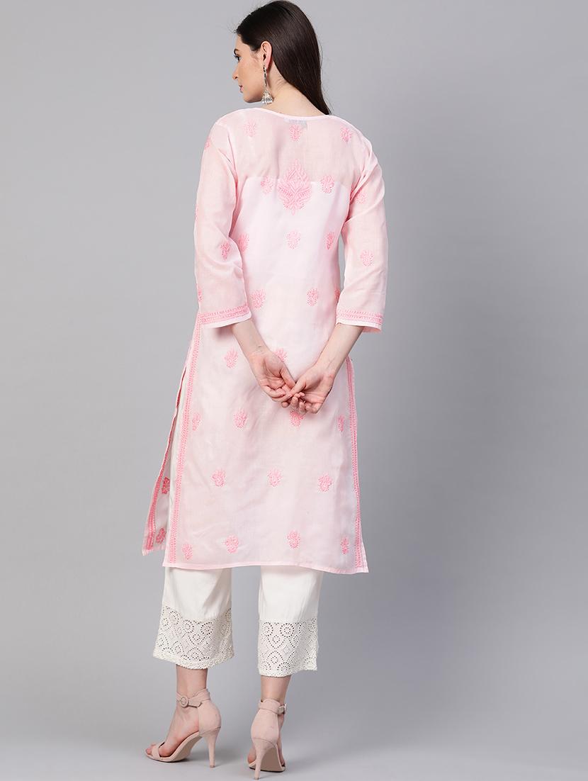 chikankari straight kurta - 17131351 - Zoom Image - 3