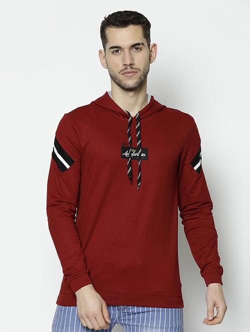 maroon cut & sew hooded t-shirt - 17133597 - Very Small Image - 1