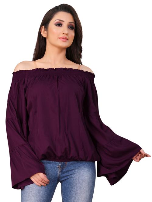 off shoulder bell sleeves top - 17133997 - Standard Image - 1