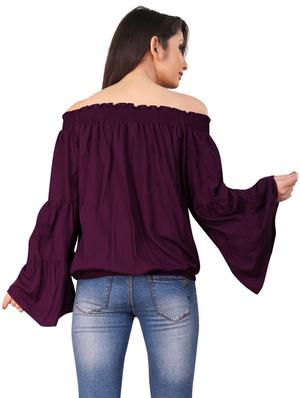 off shoulder bell sleeves top - 17133997 - Standard Image - 3