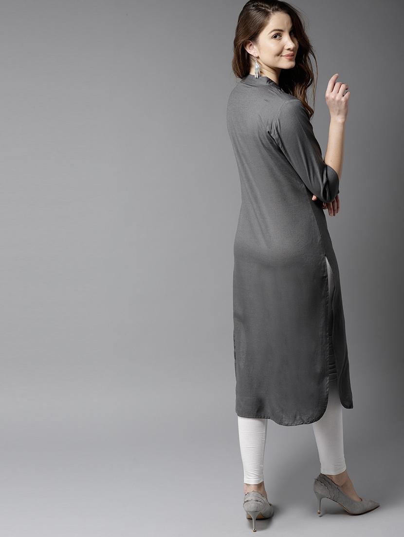 solid straight kurta - 17134345 - Zoom Image - 3