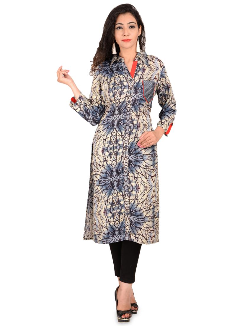 printed straight kurta - 17134452 - Zoom Image - 1