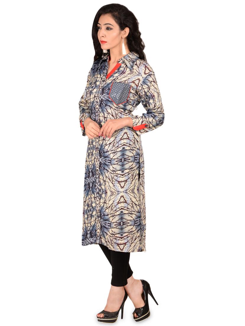 printed straight kurta - 17134452 - Zoom Image - 2