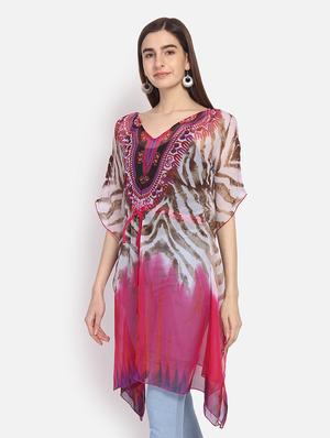 printed chiffon kaftan - 17134625 - Standard Image - 2
