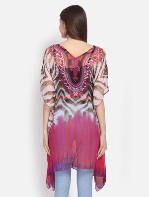 printed chiffon kaftan - 17134625 - Standard Image - 3