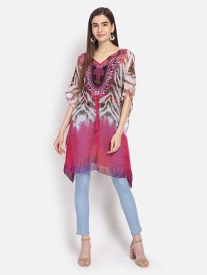 printed chiffon kaftan - 17134625 - Standard Image - 4