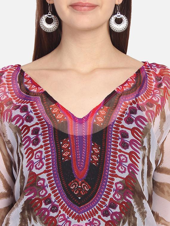 printed chiffon kaftan - 17134625 - Zoom Image - 5