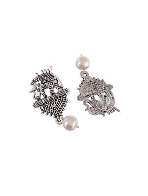 silver tone silver plated drop earring - 17135714 - Standard Image - 3
