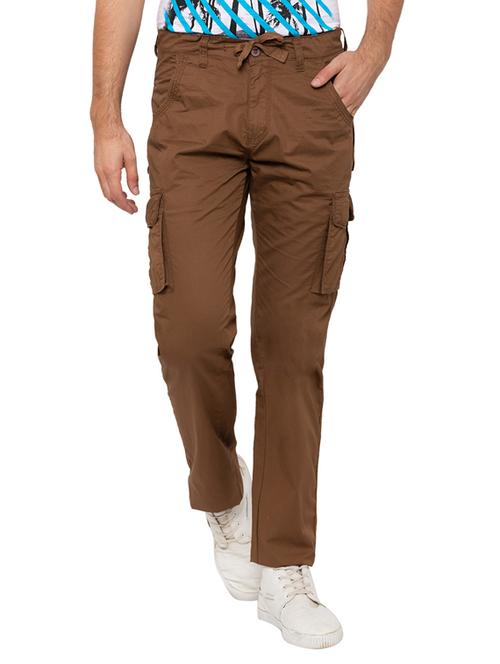 brown solid cargo trouser - 17136520 - Standard Image - 1
