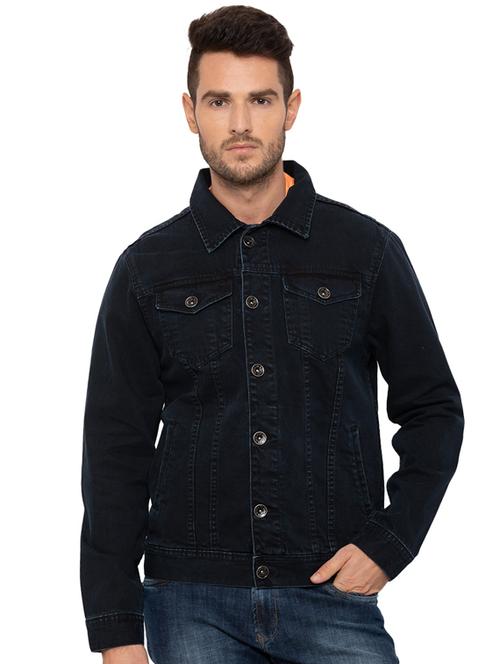 black solid denim jacket - 17136533 - Standard Image - 1