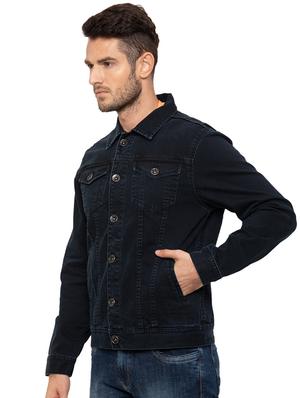 black solid denim jacket - 17136533 - Standard Image - 2