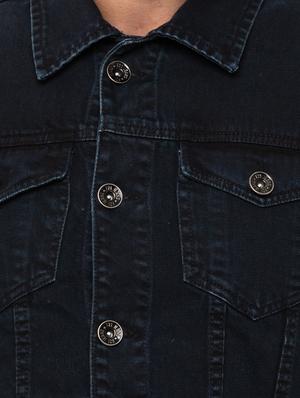 black solid denim jacket - 17136533 - Standard Image - 5