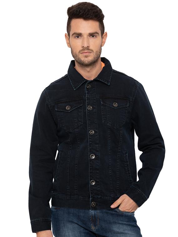 black solid denim jacket - 17136533 - Zoom Image - 1