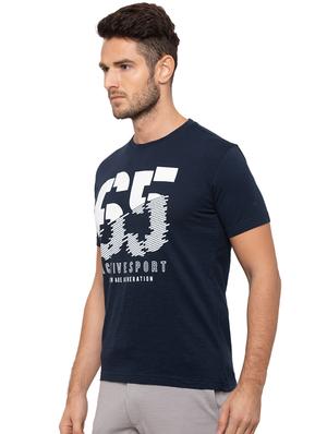 navy blue typographic front print t-shirt - 17136592 - Standard Image - 2