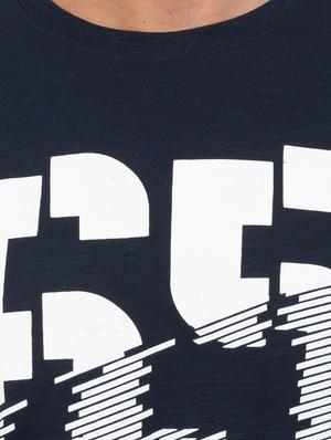 navy blue typographic front print t-shirt - 17136592 - Standard Image - 5
