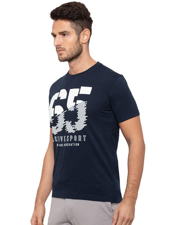 navy blue typographic front print t-shirt - 17136592 - Zoom Image - 2
