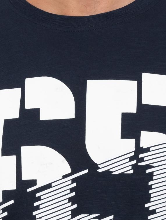 navy blue typographic front print t-shirt - 17136592 - Zoom Image - 5