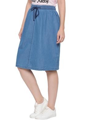 drawstring waist denim skirt - 17136631 - Standard Image - 2