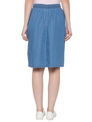 drawstring waist denim skirt - 17136631 - Standard Image - 3