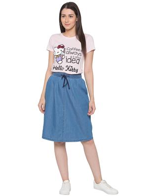 drawstring waist denim skirt - 17136631 - Standard Image - 4