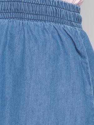 drawstring waist denim skirt - 17136631 - Standard Image - 5