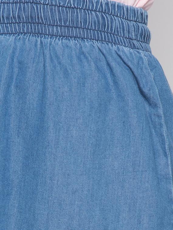 drawstring waist denim skirt - 17136631 - Zoom Image - 5