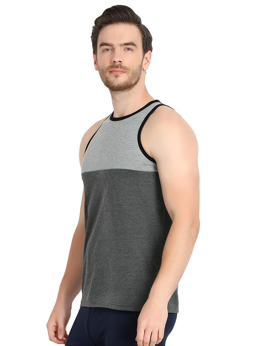 grey color block vest - 17136881 - Zoom Image - 2