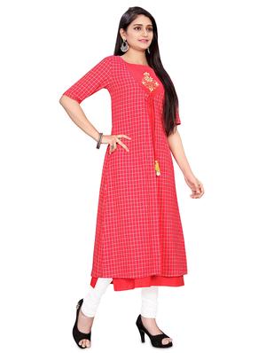 checkered layered kurta - 17137309 - Standard Image - 2