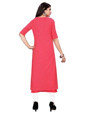 checkered layered kurta - 17137309 - Standard Image - 3