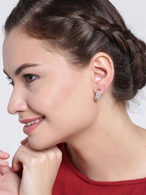gold metal studs earring - 17137462 - Zoom Image - 3