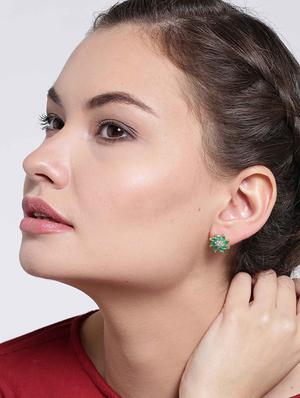 green metal studs earring - 17137473 - Standard Image - 3