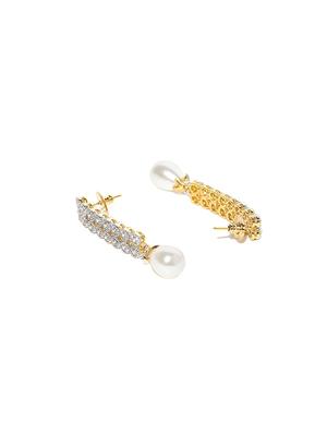 white metal drop earring - 17137484 - Standard Image - 2