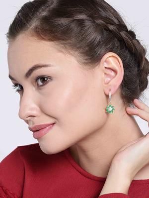 green metal drop earring - 17137493 - Standard Image - 3