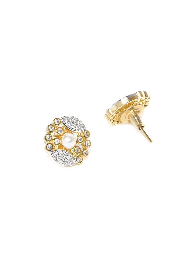 white metal studs earring - 17137496 - Zoom Image - 2