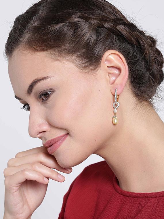 white metal drop earring - 17137507 - Zoom Image - 3