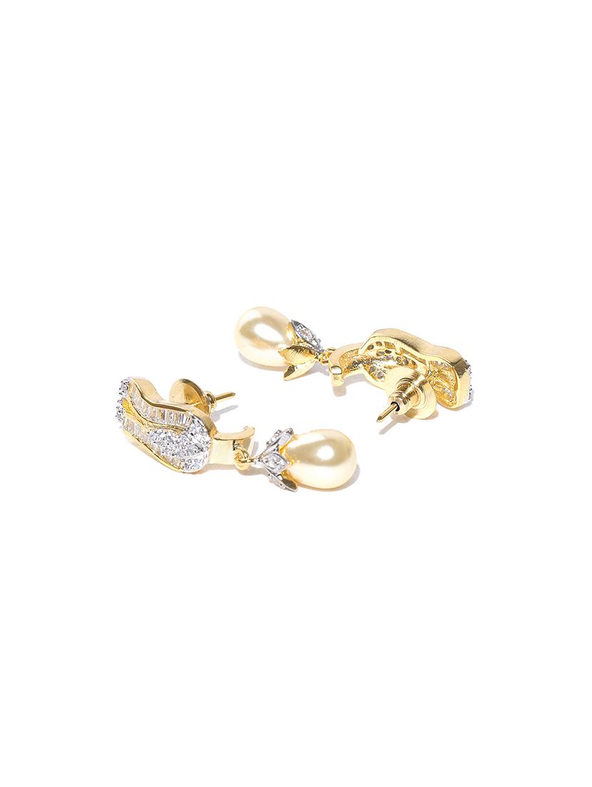 gold metal drop earring - 17137526 - Zoom Image - 2
