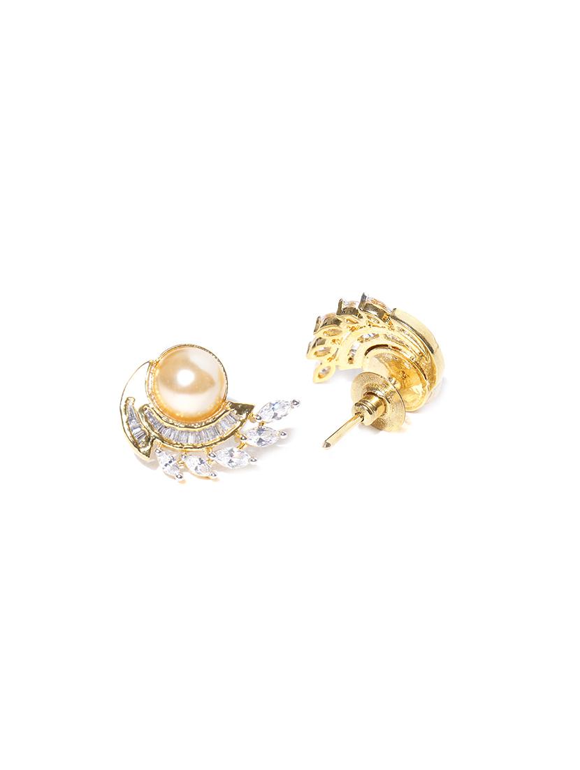 gold metal studs earring - 17137531 - Zoom Image - 2