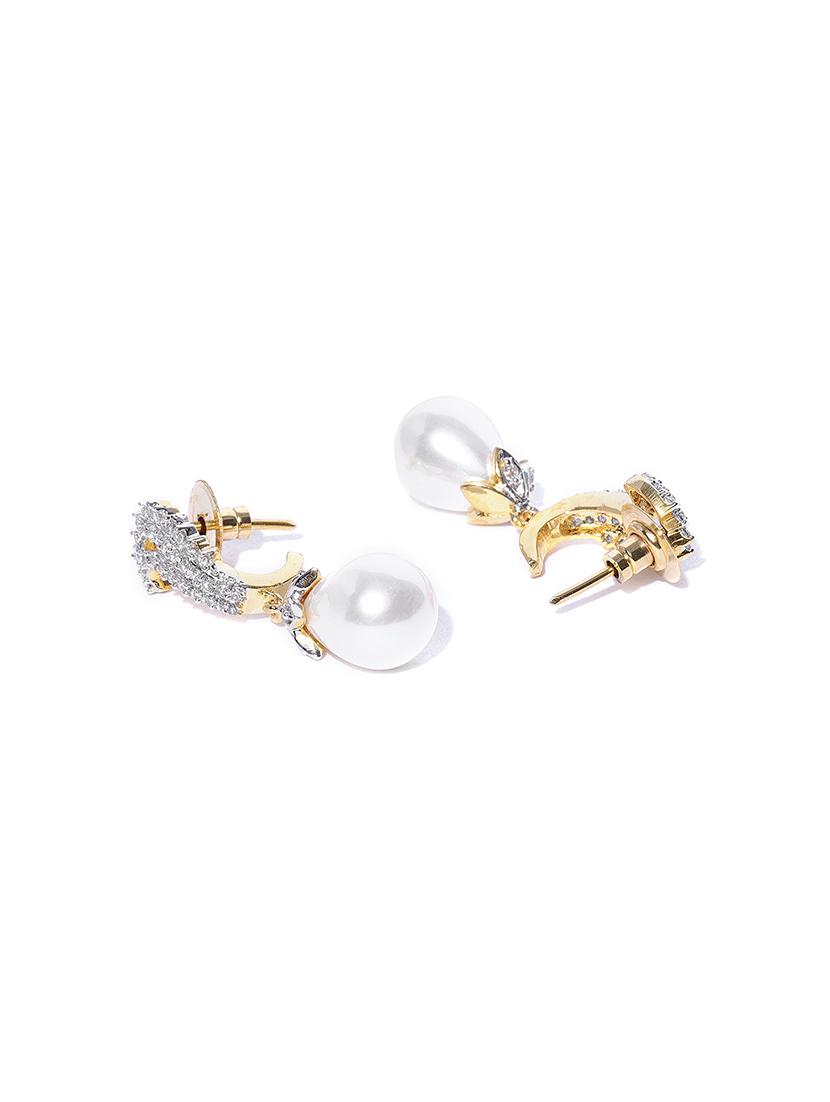 silver metal drop earring - 17137543 - Zoom Image - 2
