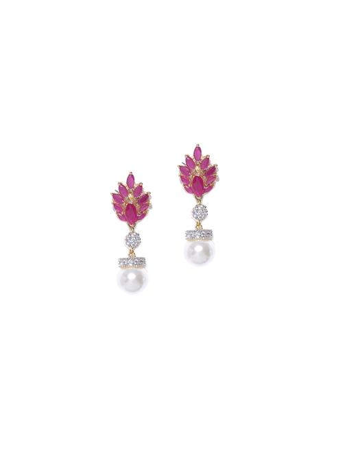 pink metal drop earring - 17137553 - Standard Image - 1