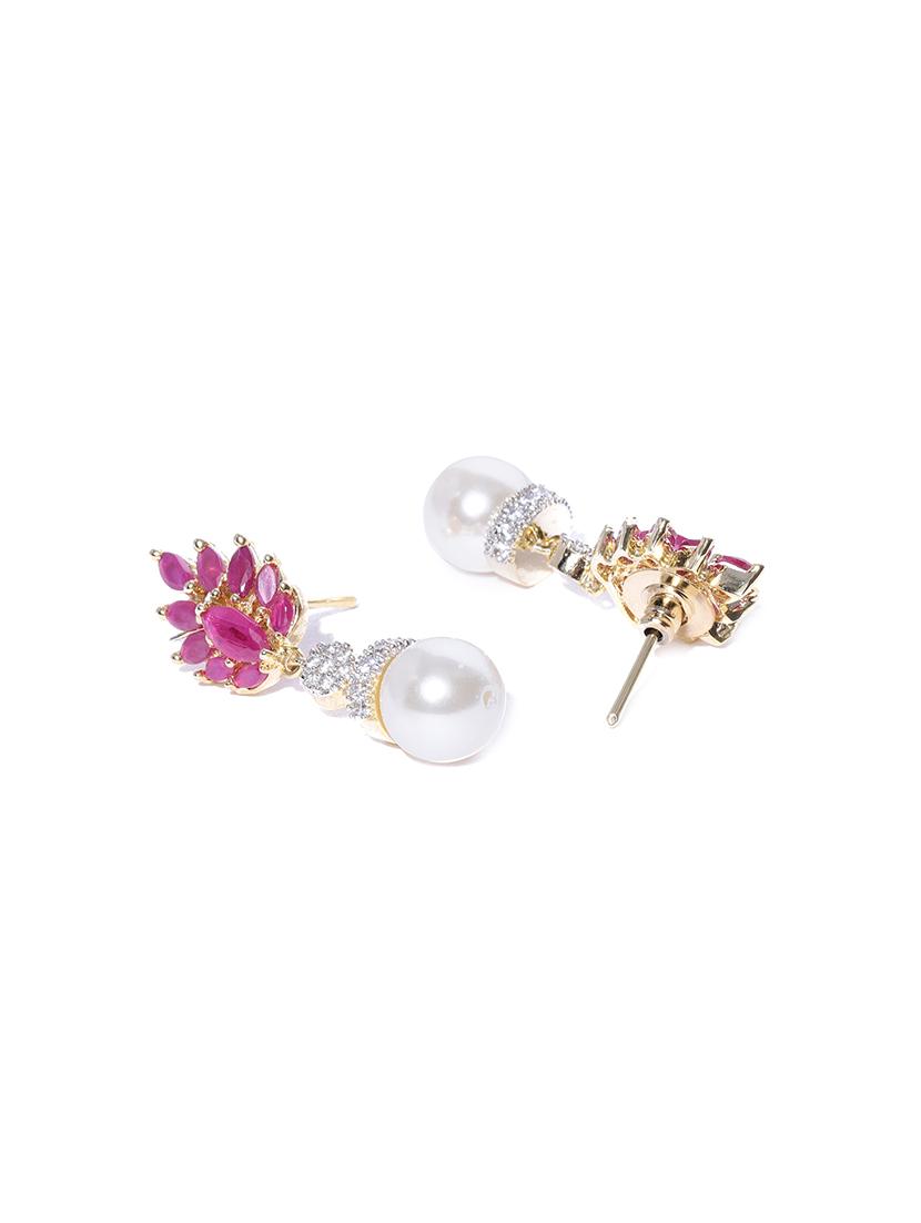 pink metal drop earring - 17137553 - Zoom Image - 2